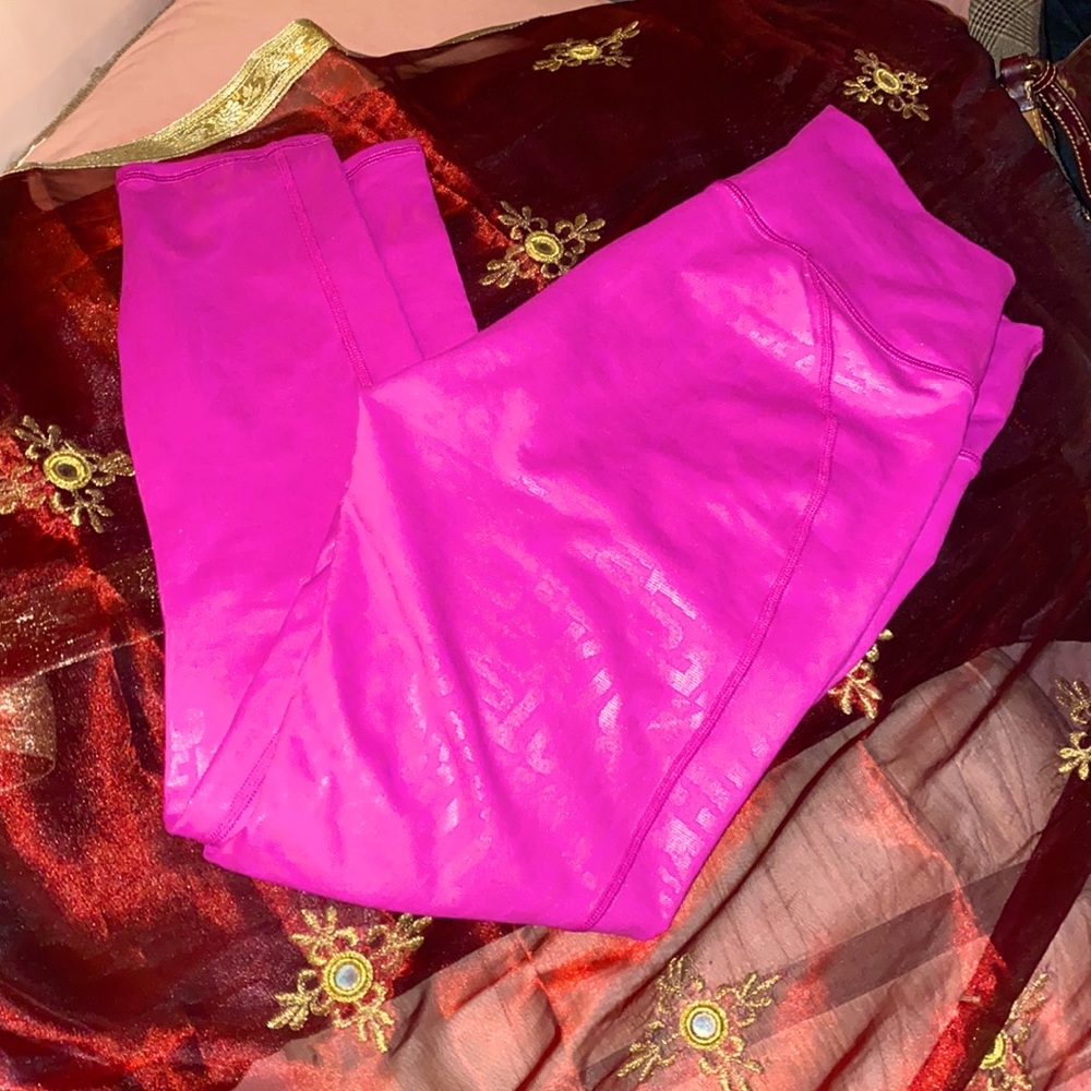 Fabletics Shiny Pink Exercise Leggings
